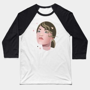 Woman with Curly Bangs Baseball T-Shirt